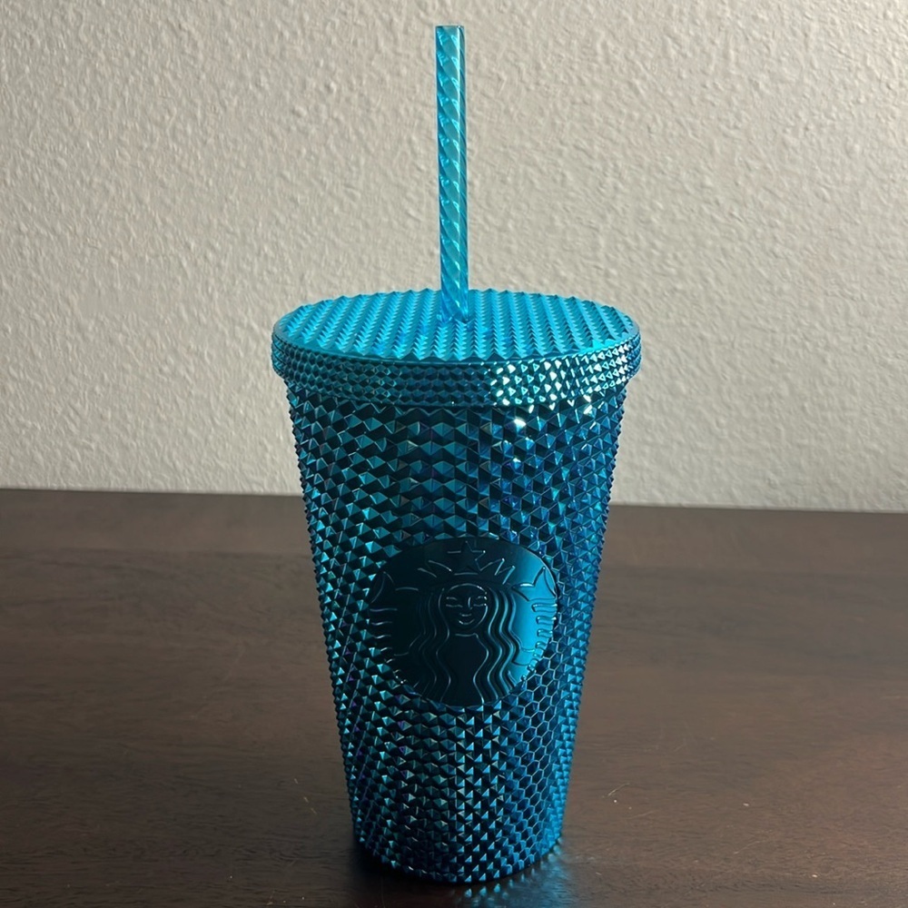 Starbucks Summer 2023 Blue Chrome Studded Grande Cold Cup